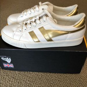 Gola for J.Crew White and Gold Canvass Sneakers